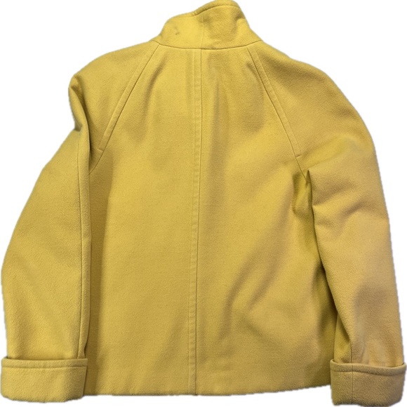 Vintage Laura Ashley Butter Yellow Wool Pea Coat Jacket - Large - Picture 6 of 6